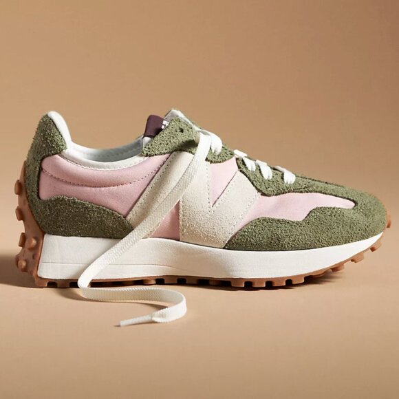 New Balance 327 Casual Women's Sneakers Shoes Size 7 Avocado Pink White NEW - Picture 7 of 10